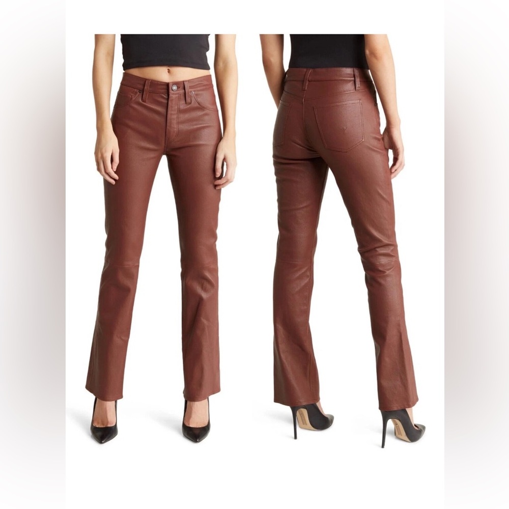 NWT HUDSON Barbara High Rise Baby Bootcut LAMB LEATHER Pants Size 30